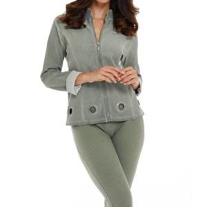 NEW FRENCH KYSS mikayla short zip up jacket in olive